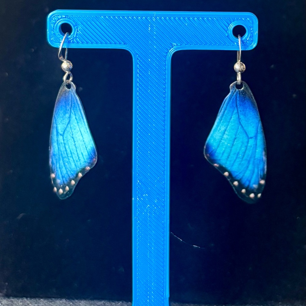 Vibrant Blue Butterfly Wing Earrings